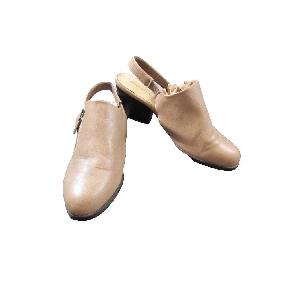 Easy Street Women’s Cyclone Pumps Tan Size 9W Slingback Block Heel Comfort Shoes